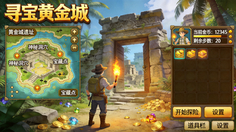 PG热门游戏寻宝黄金城高清游戏界面截图 - 探险寻宝主题